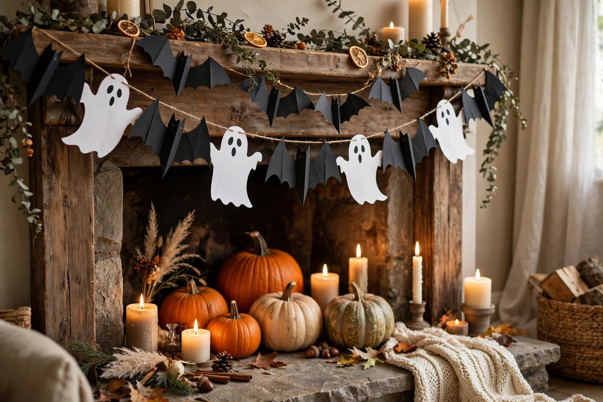 DIY Halloween Paper Garland: Bats & Ghosts in 15 Minutes